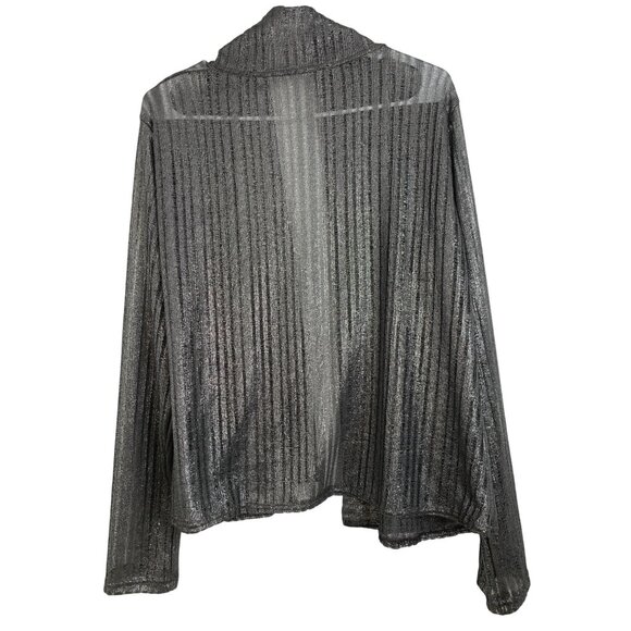 Gunmetal Silver Metallic Cardigan Semi Sheer Open REE10500 Evening GUC - Picture 3 of 3
